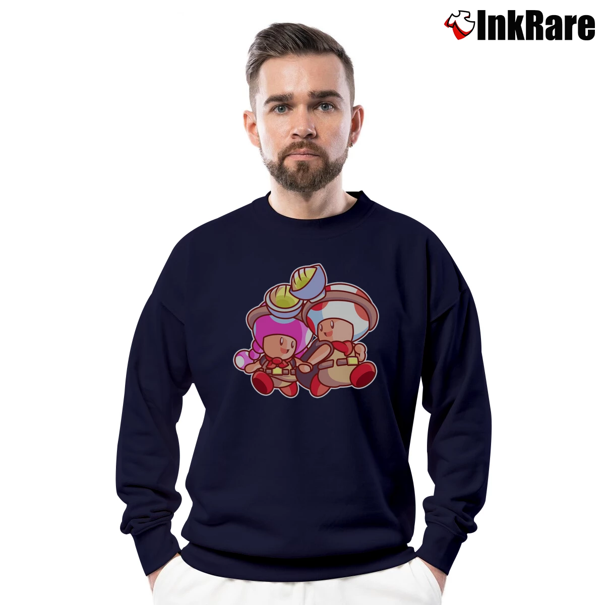 Men’s Captain Toad Super Mario Crewneck Sweatshirt in navy | Cozy Fabric, Clean Style