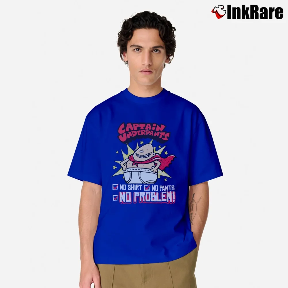 Men’s Captain Underpants No No Pants No Problem Classic T-Shirt in royal blue | Soft, Breathable Everyday Wear