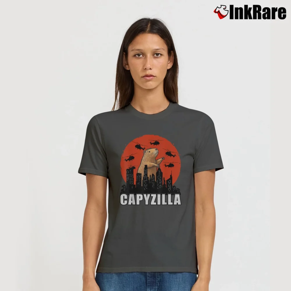Women’s Capybara Funny Capybara Rodent Capyzilla Funny T-Shirt in charcoal | Soft, Flattering Fit