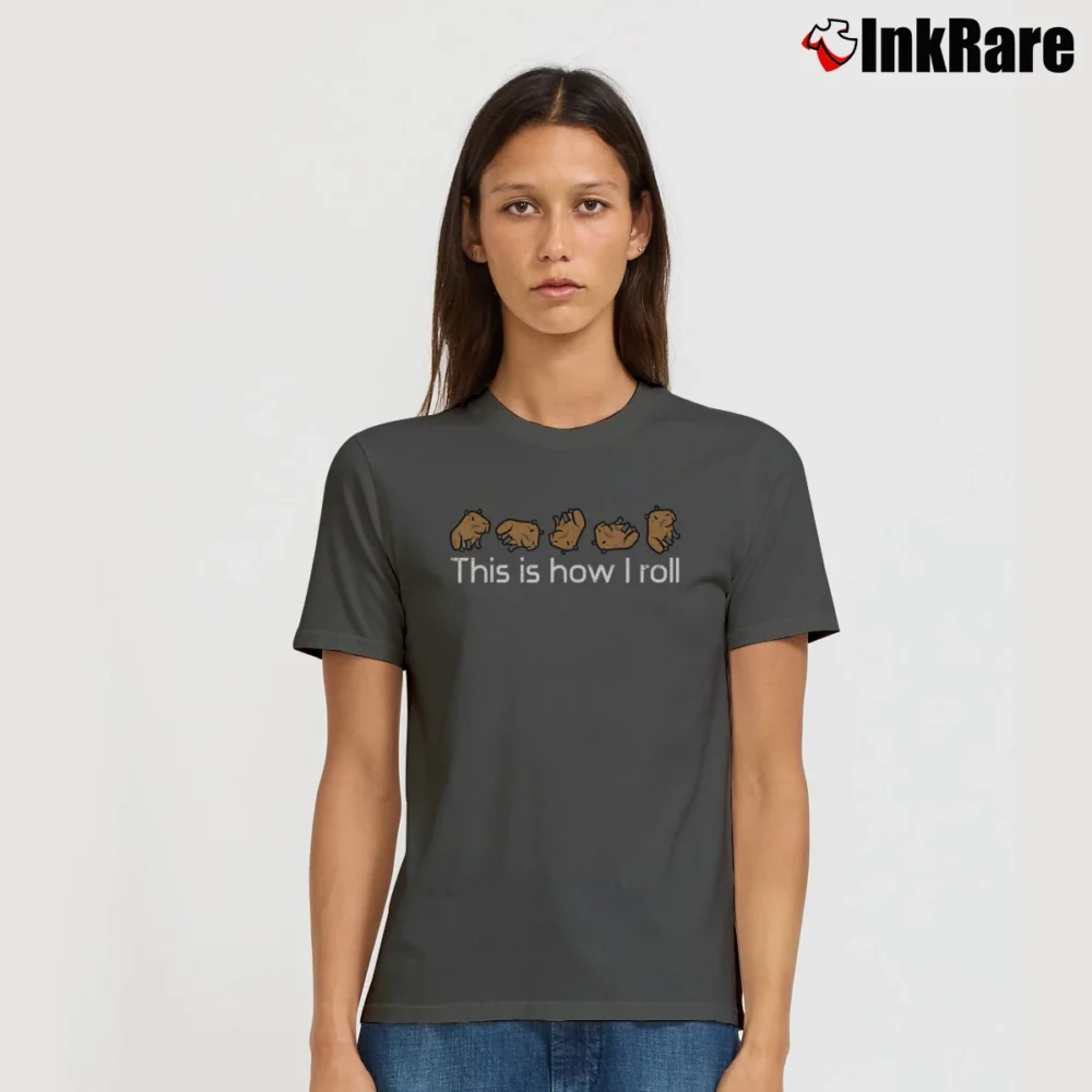 Women’s Capybara This Is How I Roll Cute Capy Rodent T-Shirt in charcoal | Soft, Flattering Fit
