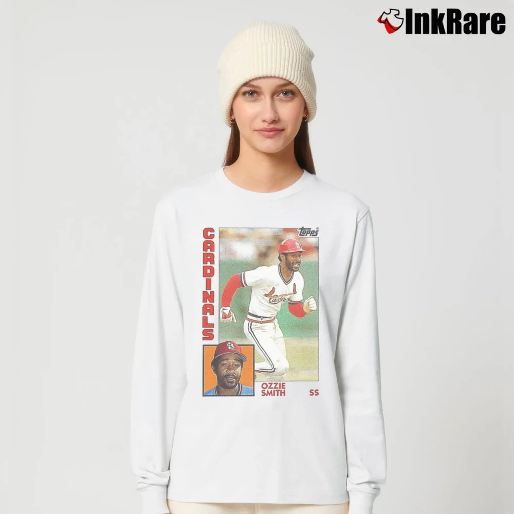 Women’s cardinals ozzie smith football vintage trading card Collectors Long-Sleeve Top in white | Sleek, Versatile, All-Season