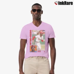 Men’s cardinals ozzie smith football vintage trading card Collectors V-Neck Tee in light pink | Sharp, Breathable, Everyday Staple
