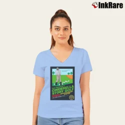 Women’s Carl Spackler's Cinderella Story Golf Video Game V-Neck Tee in light blue | Chic Neckline, Soft Texture
