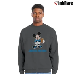 Men’s Carolina Panthers Mickey Mouse Football Fan Crewneck Sweatshirt in charcoal | Cozy Fabric, Clean Style