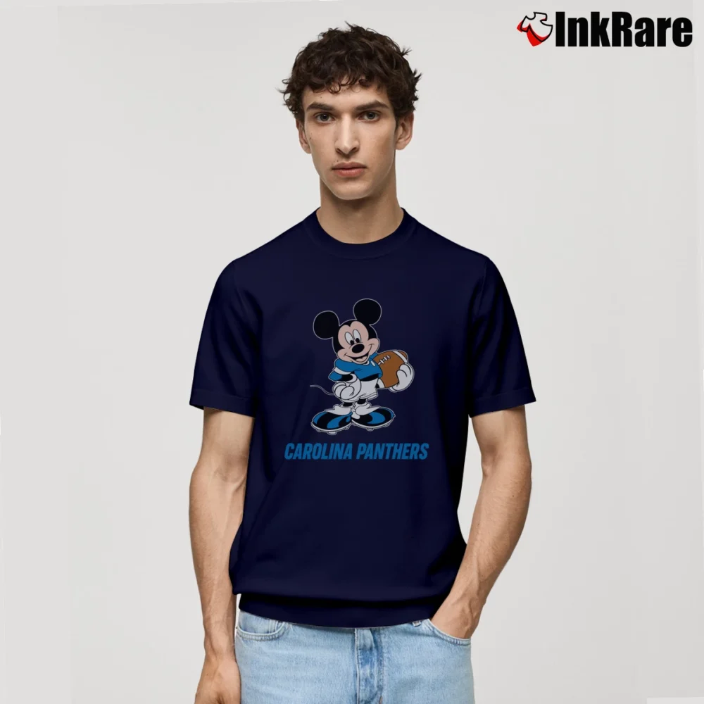 Men’s Carolina Panthers Mickey Mouse Football Fan Classic T-Shirt in navy | Soft, Breathable Everyday Wear