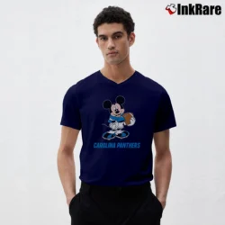 Men’s Carolina Panthers Mickey Mouse Football Fan V-Neck Tee in navy | Sharp, Breathable, Everyday Staple