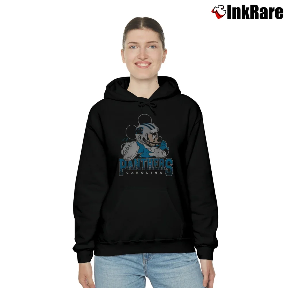 Women’s Carolina Panthers Mickey Mouse Quarterback Cozy Hoodie in black | Warm, Structured, Stylish