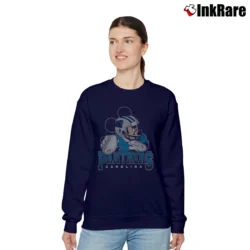 Women’s Carolina Panthers Mickey Mouse Quarterback Relaxed Sweatshirt in navy | Soft, Laid-Back Vibe
