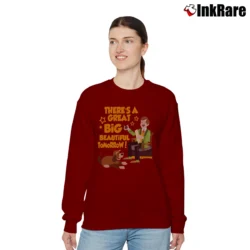 Women’s Carousel Of Progress Tomorrow Disney Fan Gift Relaxed Sweatshirt in maroon | Soft, Laid-Back Vibe