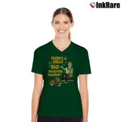 Women’s Carousel Of Progress Tomorrow Disney Fan Gift V-Neck Tee in forest green | Chic Neckline, Soft Texture