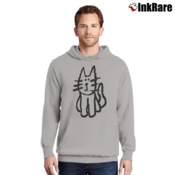 Men’s Cartoon Cat Loose Fit Y2k Graphic Pullover Hoodie in sport grey | Cozy, Durable, Modern Fit
