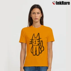 Women’s Cartoon Cat Loose Fit Y2k Graphic Signature T-Shirt in orange | Soft, Flattering Fit