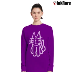 Women’s Cartoon Cat Loose Fit Y2k Long-Sleeve Top in purple | Sleek, Versatile, All-Season