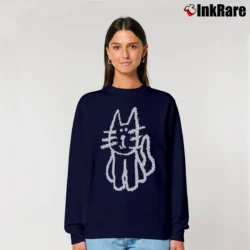 Women’s Cartoon Cat Loose Fit Y2k Relaxed Sweatshirt in navy | Soft, Laid-Back Vibe