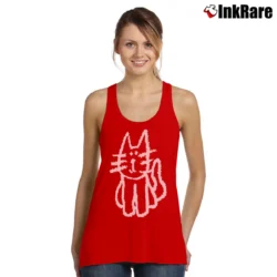 Women’s Cartoon Cat Loose Fit Y2k Tank Top in red | Lightweight, Movement-Friendly