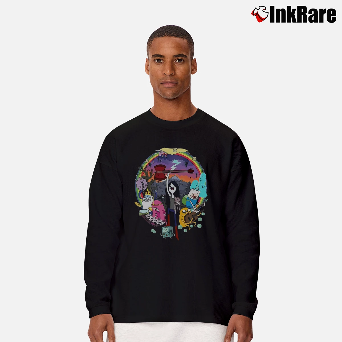 Men’s Cartoon Network Adventure Time Long-Sleeve Shirt in black | Sleek, Lightweight, Year-Round Wear