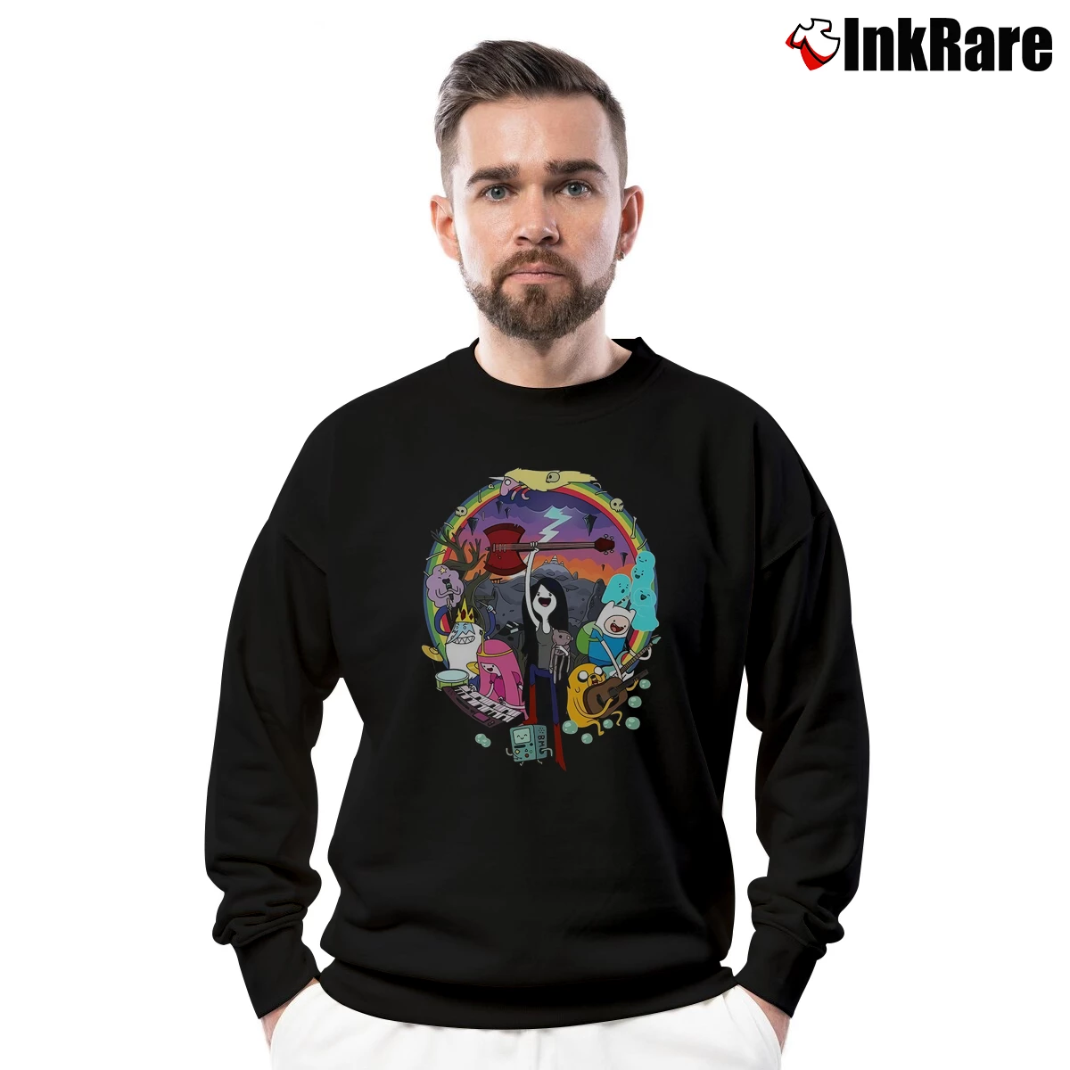 Men’s Cartoon Network Adventure Time Crewneck Sweatshirt in black | Cozy Fabric, Clean Style