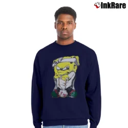 Men’s Cartoon Network Gangster Spongebob Vintage Look Crewneck Sweatshirt in navy | Cozy Fabric, Clean Style