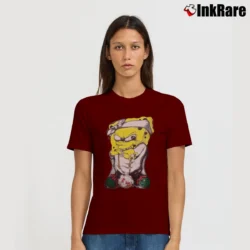 Women’s Cartoon Network Gangster Spongebob Vintage Look Signature T-Shirt in maroon | Soft, Flattering Fit