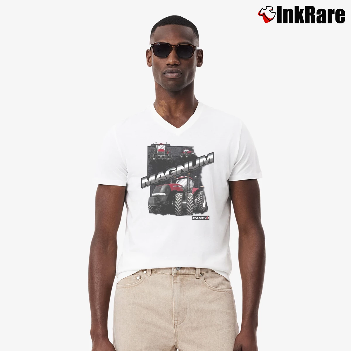 Men’s Case IH Magnum International Harvester V-Neck Tee in white | Sharp, Breathable, Everyday Staple