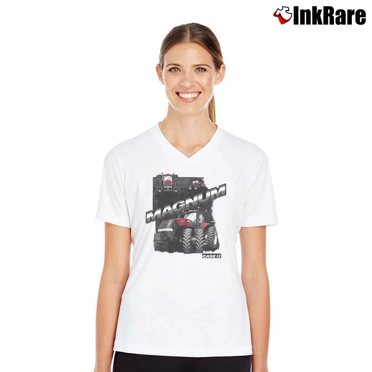 Women’s Case IH Magnum International Harvester V-Neck Tee in white | Chic Neckline, Soft Texture
