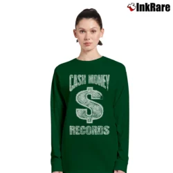 Women’s Cash Money Records Hip Hop Logo Long-Sleeve Top in forest green | Sleek, Versatile, All-Season