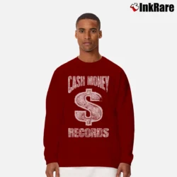 Men’s Cash Money Records Hip Hop Logo Long-Sleeve Shirt in maroon | Sleek, Lightweight, Year-Round Wear