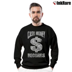 Men’s Cash Money Records Hip Hop Logo Crewneck Sweatshirt in black | Cozy Fabric, Clean Style