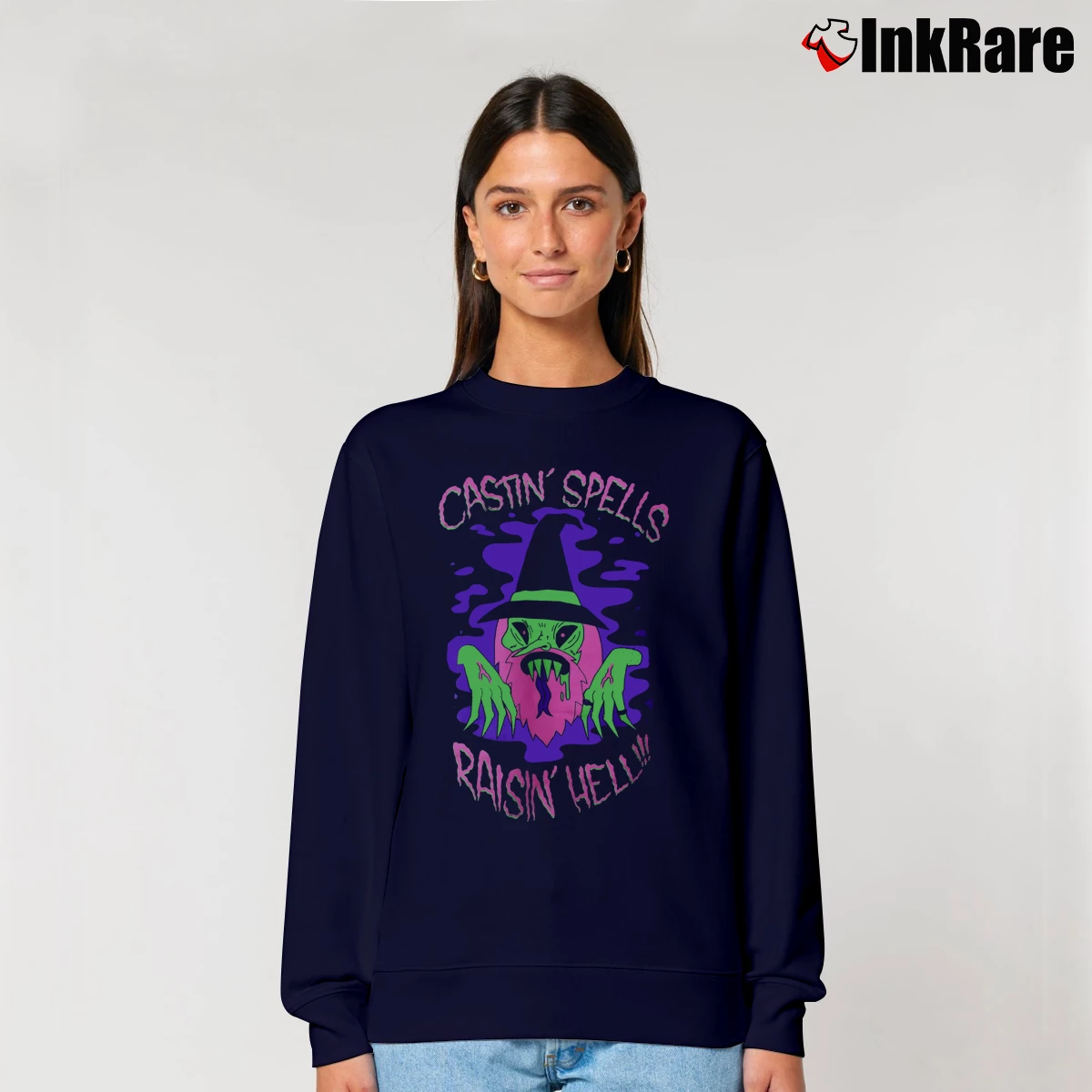 Castin Spells Raisin Hell Women’s Relaxed Sweatshirt in navy – Cozy Casual Women’s Castin Spells Raisin Hell Relaxed Sweatshirt in navy | Soft, Laid-Back Vibe