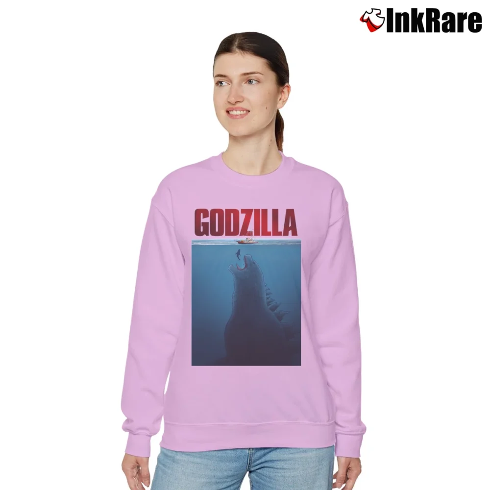 Women’s Casual Godzilla Graphic Relaxed Sweatshirt in light pink | Soft, Laid-Back Vibe