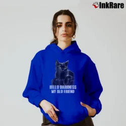 Women’s Cat Hello Darkness My Old Friend Black Cat Gift Cozy Hoodie in royal blue | Warm, Structured, Stylish