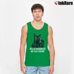 Men’s Cat Hello Darkness My Old Friend Black Cat Gift Tank Top in irish green | Breathable, Active-Friendly Design