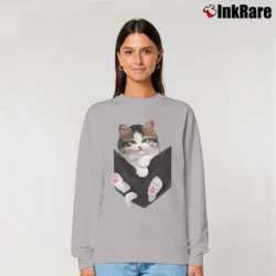 Women’s Cat In Pocket Cute Cat Lover for Adults Relaxed Sweatshirt in sport grey | Soft, Laid-Back Vibe