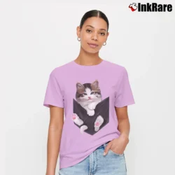 Women’s Cat In Pocket Cute Cat Lover for Adults Signature T-Shirt in light pink | Soft, Flattering Fit