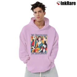 Men’s Cat Lady We Understand The Assignment Pullover Hoodie in light pink | Cozy, Durable, Modern Fit