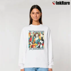 Women’s Cat Lady We Understand The Assignment Relaxed Sweatshirt in white | Soft, Laid-Back Vibe