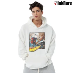 Men’s Cat Riding A Fire Breathing Dragon Funny Fantasy Pullover Hoodie in white | Cozy, Durable, Modern Fit