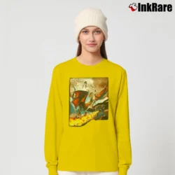 Women’s Cat Riding A Fire Breathing Dragon Funny Fantasy Long-Sleeve Top in yellow | Sleek, Versatile, All-Season