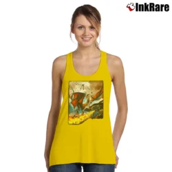 Women’s Cat Riding A Fire Breathing Dragon Funny Fantasy Tank Top in yellow | Lightweight, Movement-Friendly