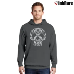 Men’s Cat Skull Graphic Pullover Hoodie in charcoal | Cozy, Durable, Modern Fit