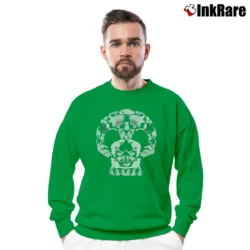 Men’s Cat Skull Graphic Crewneck Sweatshirt in irish green | Cozy Fabric, Clean Style