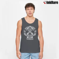 Men’s Cat Skull Graphic Tank Top in charcoal | Breathable, Active-Friendly Design