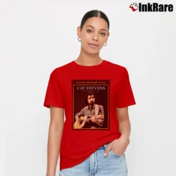 Women’s Cat Stevens Acoustic Master Guitar Signature T-Shirt in red | Soft, Flattering Fit