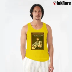 Men’s Cat Stevens Acoustic Master Guitar Tank Top in yellow | Breathable, Active-Friendly Design