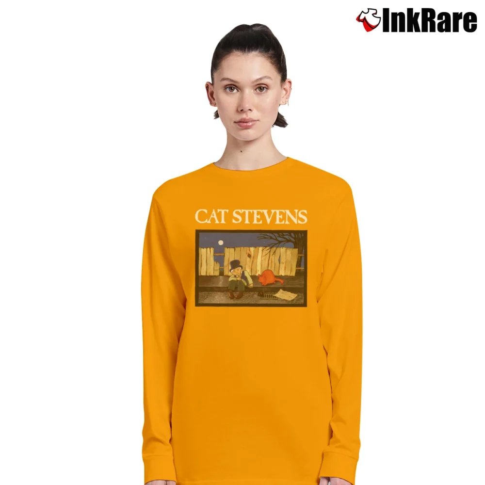 Women’s Cat Stevens Graphic Long-Sleeve Top in orange | Sleek, Versatile, All-Season