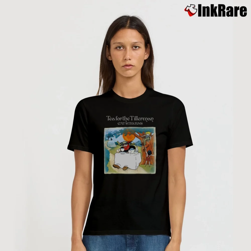 Women’s Cat Stevens Tea For The Tillerman Cool Casual Signature T-Shirt in black | Soft, Flattering Fit