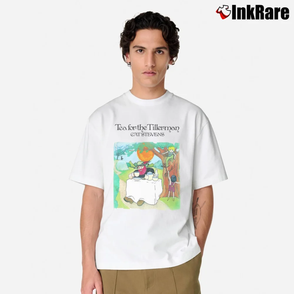 Men’s Cat Stevens Tea For Tillerman Music Classic T-Shirt in white | Soft, Breathable Everyday Wear