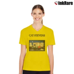 Women’s Cat Stevens Teaser And The Firecat Classic V-Neck Tee in yellow | Chic Neckline, Soft Texture