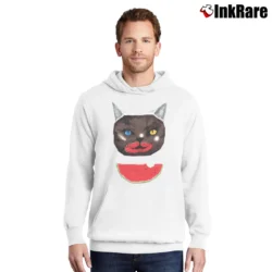 Men’s Cat & Watermelon Seth Rogen Neighbors Pullover Hoodie in white | Cozy, Durable, Modern Fit