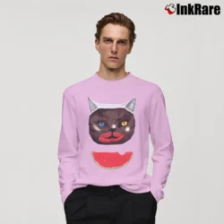 Men’s Cat & Watermelon Seth Rogen Neighbors Long-Sleeve Shirt in light pink | Sleek, Lightweight, Year-Round Wear